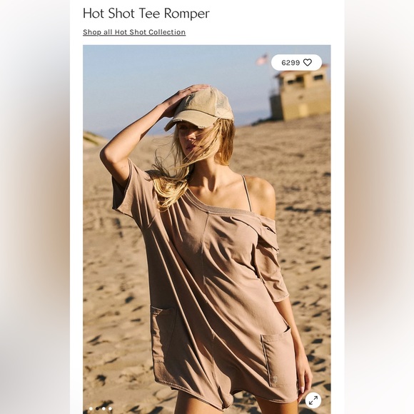Free People! FP Movement Hot Shot Tee Romper In Mocha Latte NWT! - Picture 4 of 10
